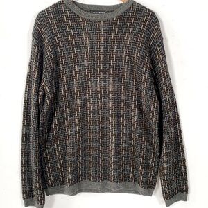 CRAZY HORSE Long sleeve Crew Neck Sweater Geometric, Size L